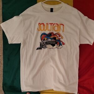 Gildan Soul Train White Graphic Tee